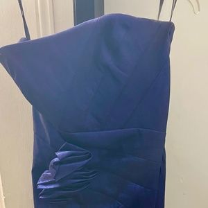 Jessica McClintock dress. Navy blue with shine and bow at the hip. Size 4.